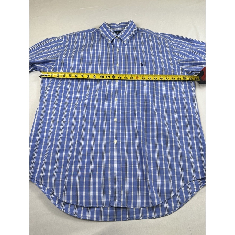 Ralph Lauren‎ Blake Blue Plaid Short Sleeve Shirt Cotton Casual Men Size L Work - Picture 6 of 6